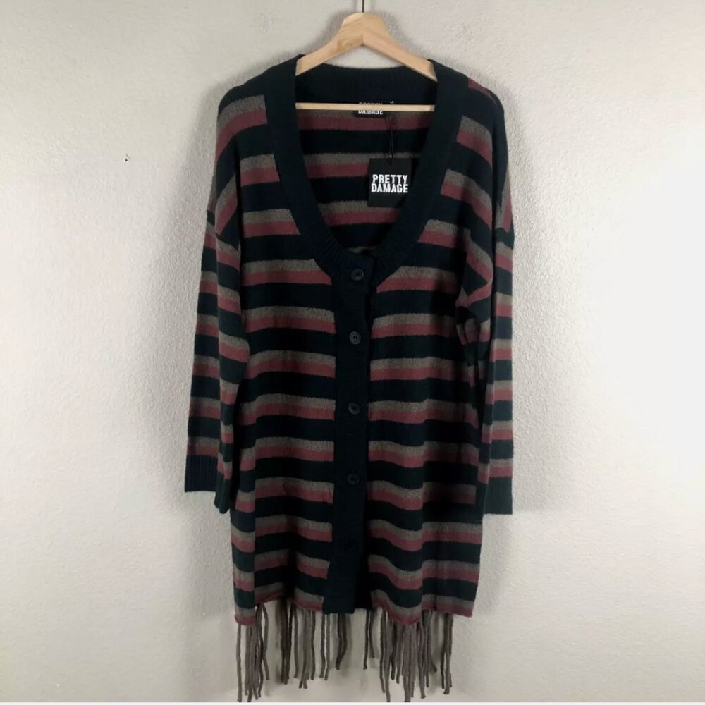Striped Cardigan with Fringe🍂